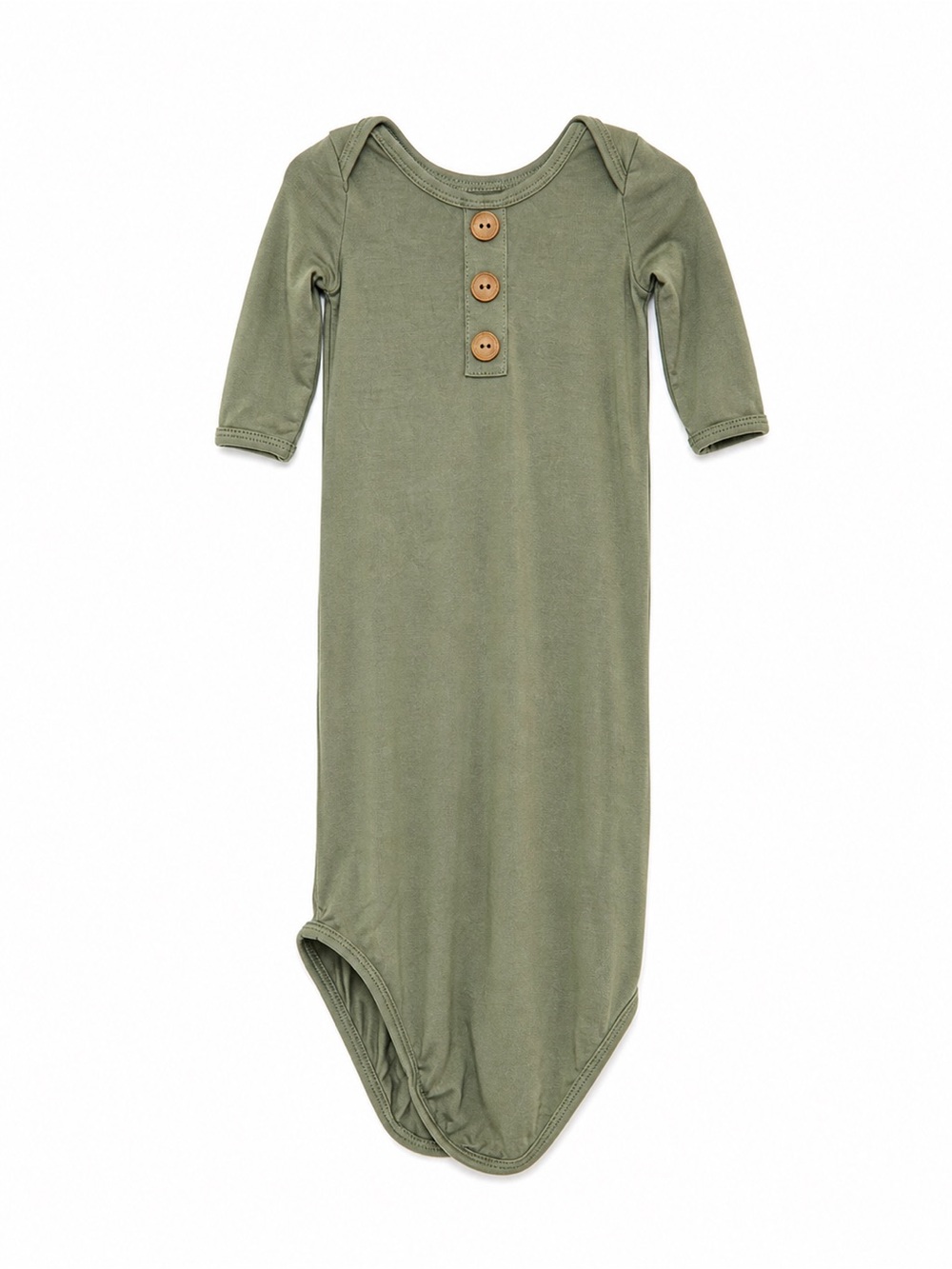 Caden Lane Eucalyptus Green Henley Sleep Gown 0–3 Months Knotted Neutral